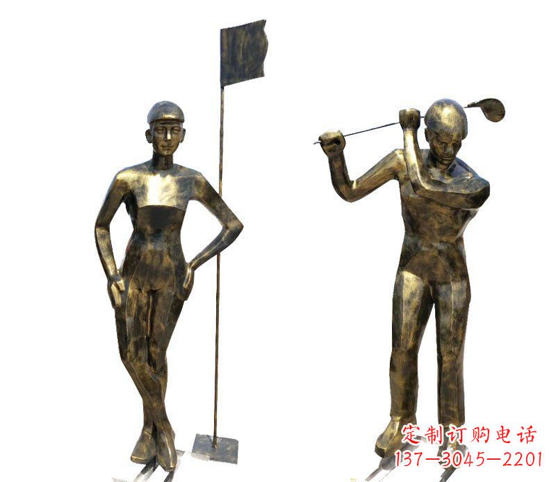 太原打高尔夫人物广场景观铜雕摆件