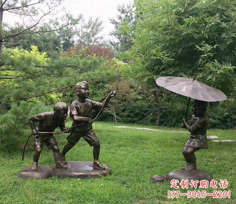 太原纪念儿童的美好时光——铜雕塑