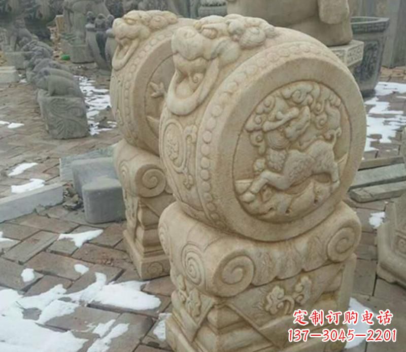 太原大理石抱鼓公园门墩雕塑——精美雕刻展现灵动之美