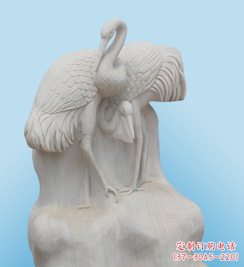 太原大理石制作的丹顶鹤雕塑