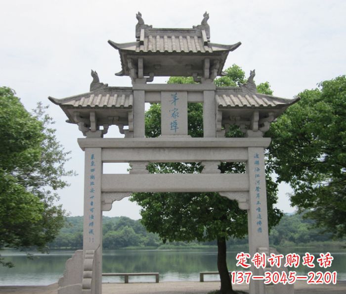 太原大理石单门牌楼雕塑精美的艺术瑰宝