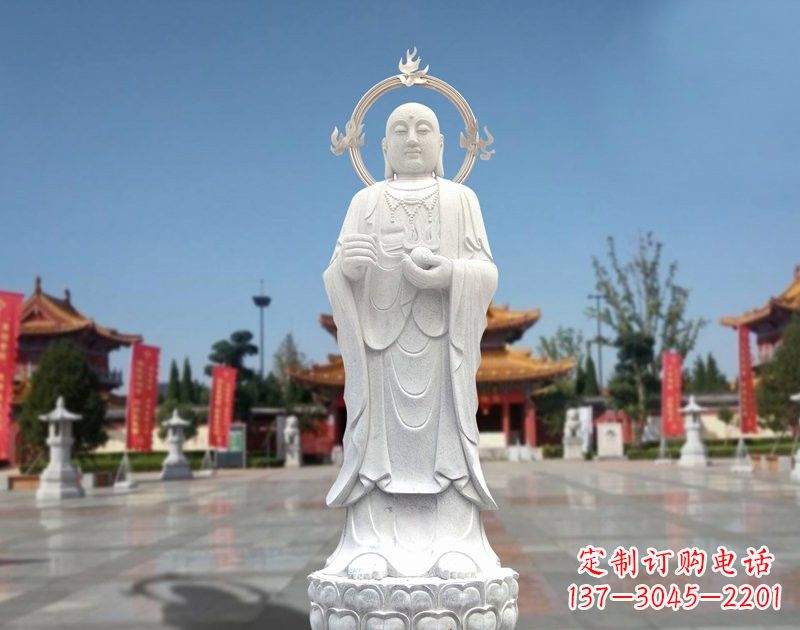 太原大理石地藏菩萨雕塑象征佛法的传承