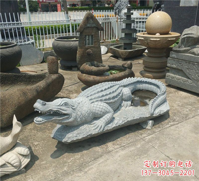 太原动物雕塑大理石鳄鱼