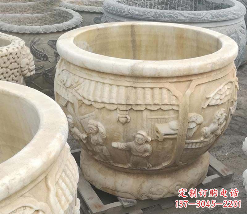 太原雕刻精美的大理石儿童水缸