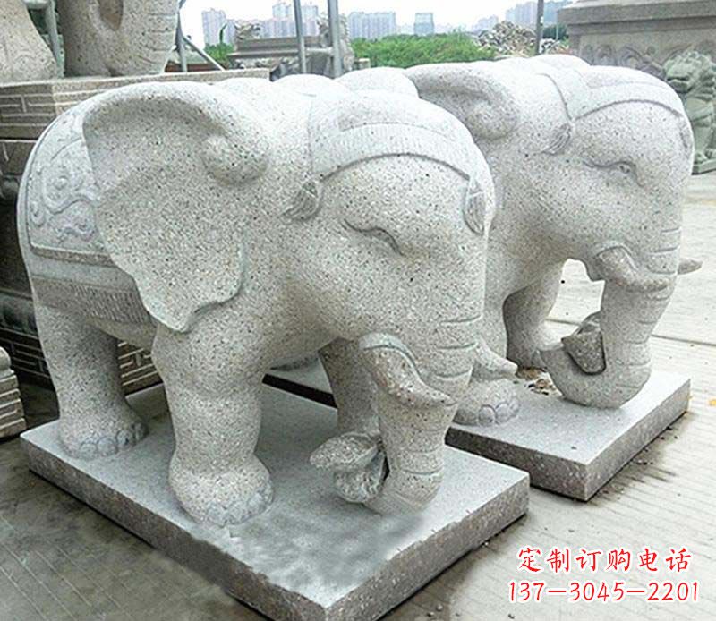 太原大理石制作的精美招财大象雕塑