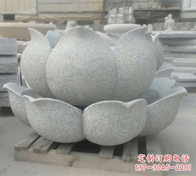 太原高雅精美的大理石公园莲花喷泉雕塑