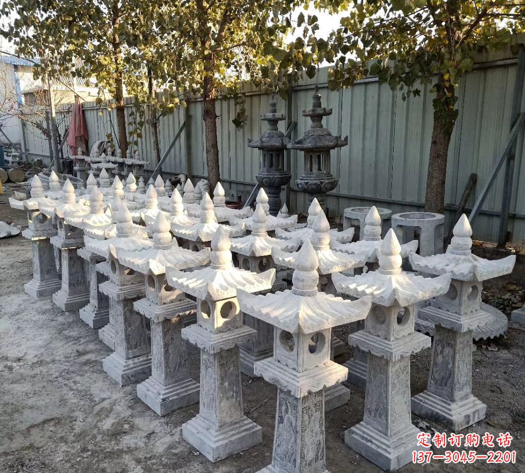 太原优雅摩登,大理石公园石灯雕塑