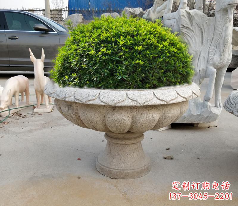 太原优雅大理石花盆雕塑
