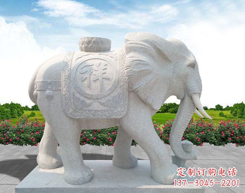 太原精美大理石大象雕塑
