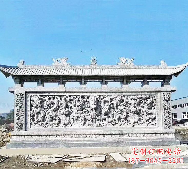 太原精美大理石九龙壁雕塑