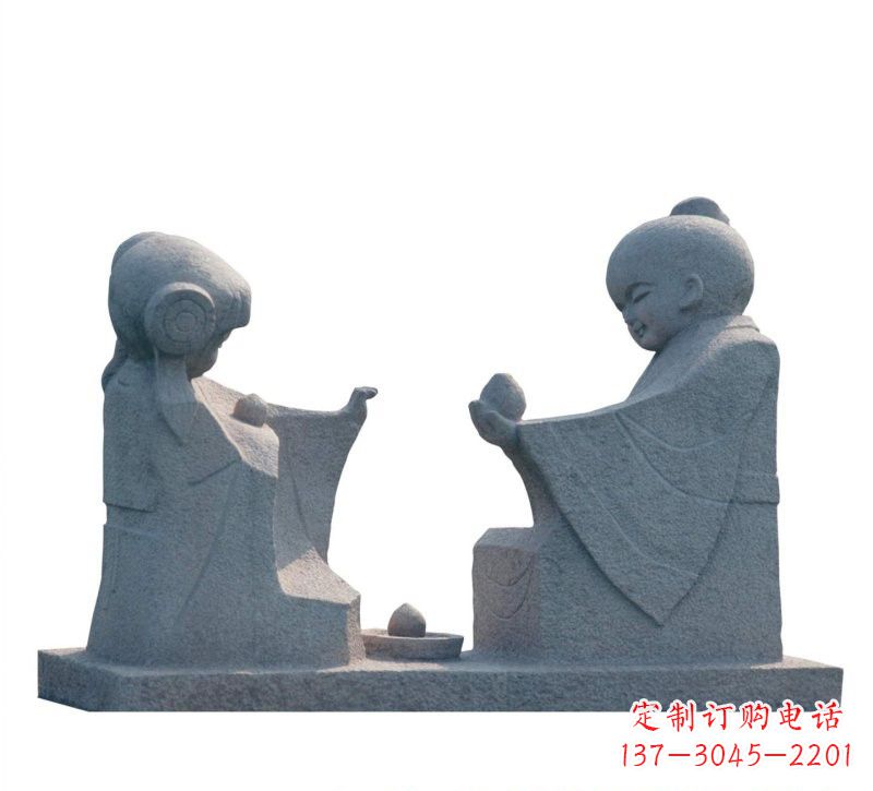 太原传统风情——大理石孔融让梨雕塑