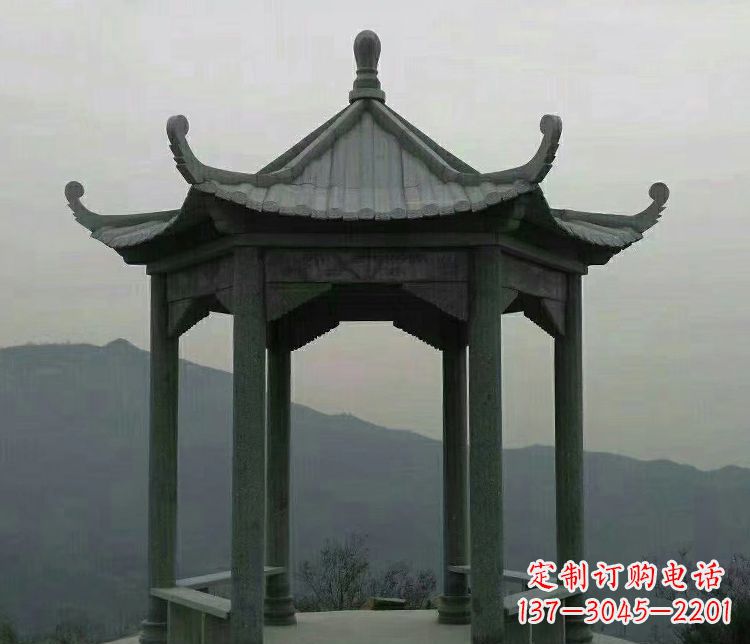 太原考究工艺,奢华大理石六角凉亭雕塑
