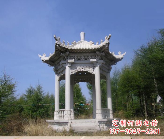 太原精美大理石六角石凉亭雕塑
