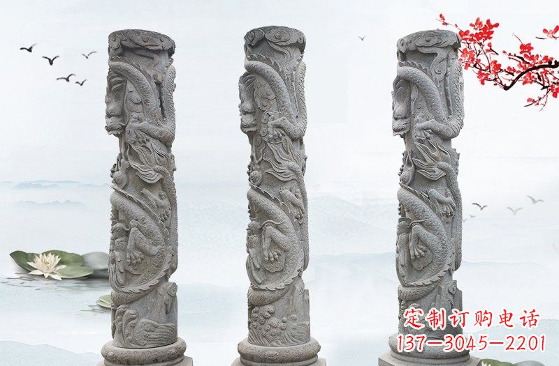 太原精美大理石龙柱雕塑