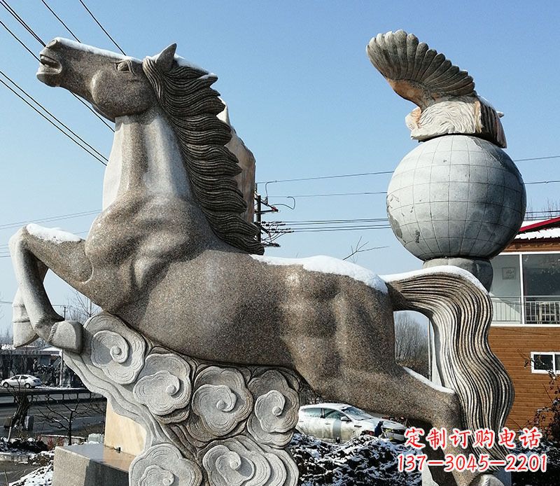 太原大理石马踏祥云石雕