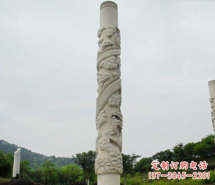 太原大理石盘龙柱雕塑