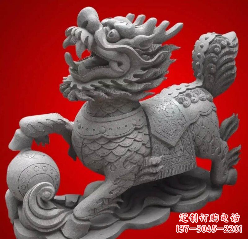 太原大理石企业小区门口麒麟雕塑