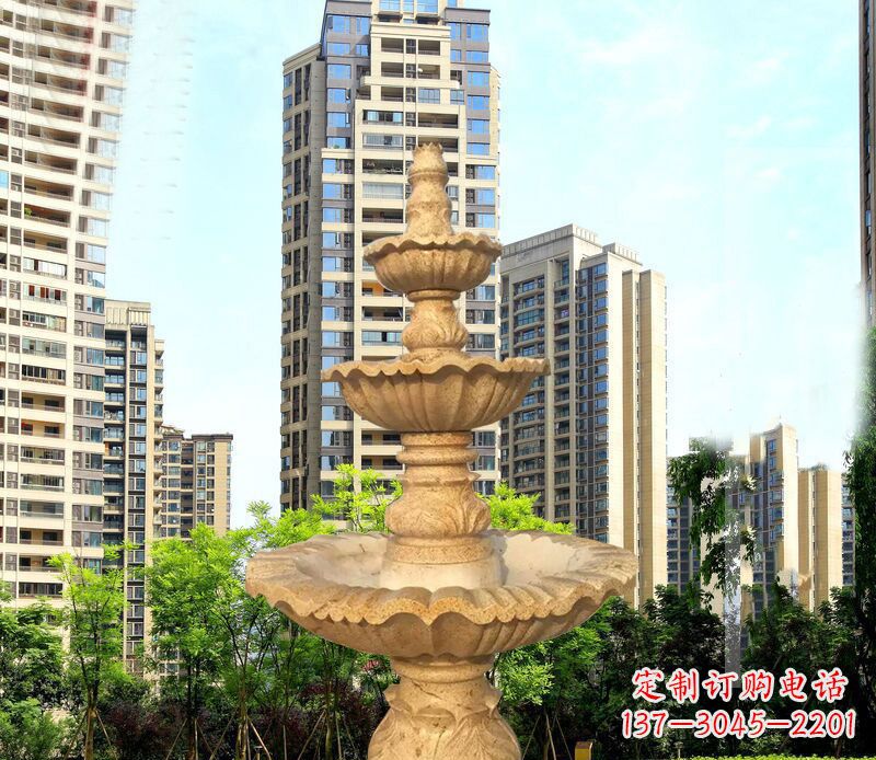 太原大理石三层喷泉公园石雕 (2)
