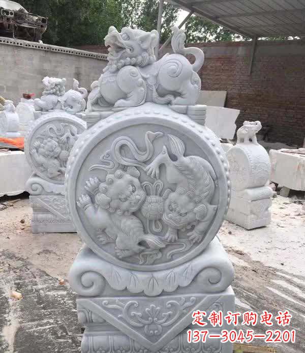 太原大理石狮子抱鼓石雕塑