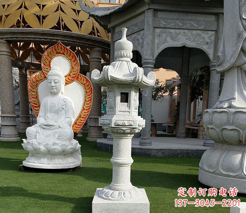 太原独特的大理石石灯笼寺庙石雕