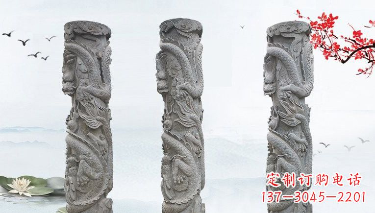 太原精美大理石龙柱雕塑