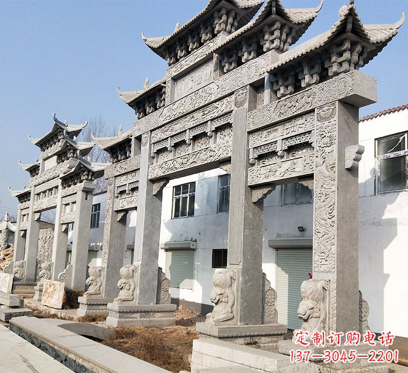 太原大理石石雕牌坊雕塑定制
