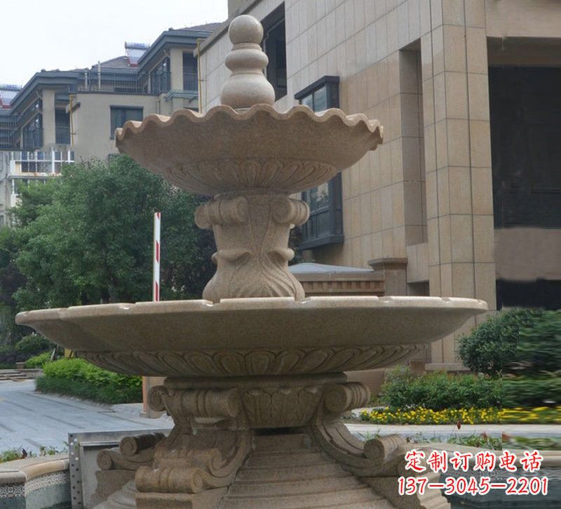 太原简约双层大理石喷泉雕塑