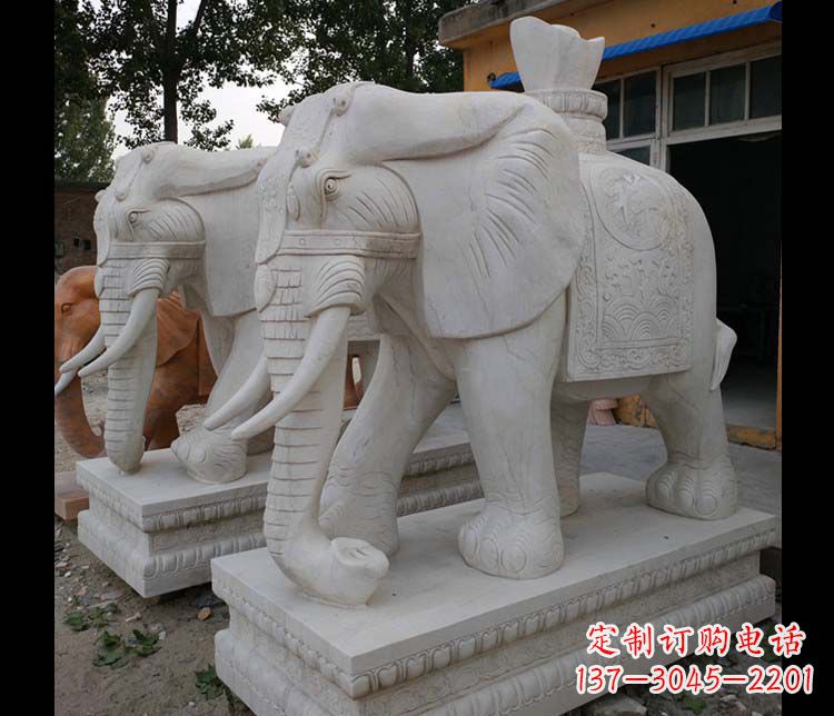 太原大理石大象雕塑,招财进宝