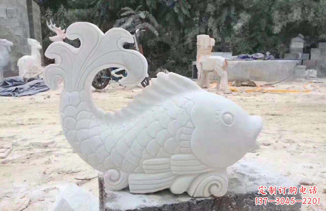 太原大理石鱼喷泉雕塑装置