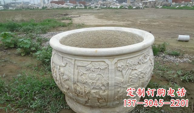 太原大理石鸳鸯花盆雕塑