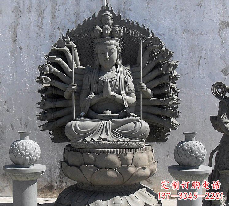 太原宗教庙宇千手观音大理石雕塑