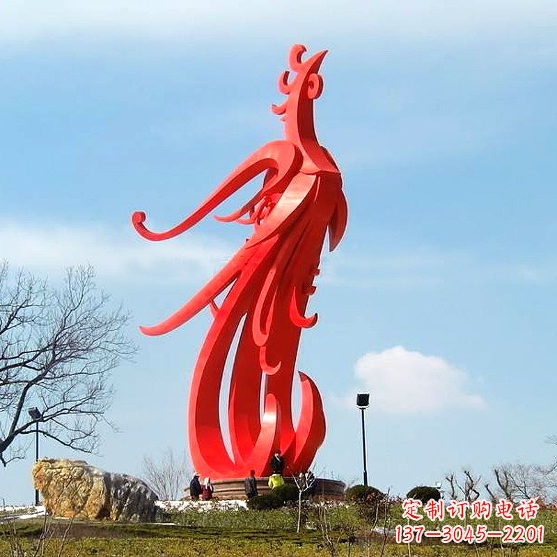 太原大型不锈钢凤凰雕塑-景区景点神兽动物景观雕塑