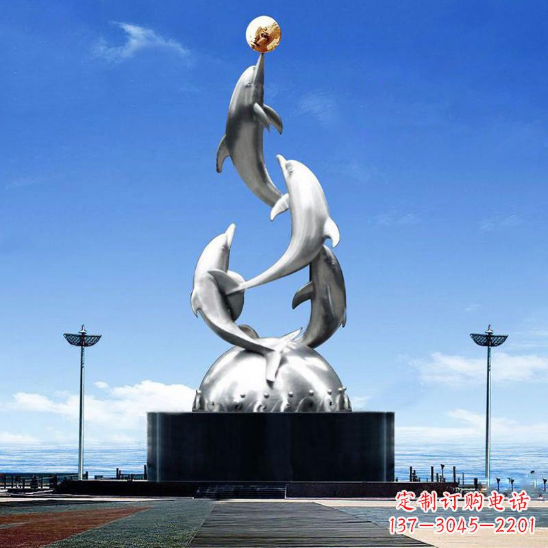 太原引领潮流的不锈钢海豚雕塑