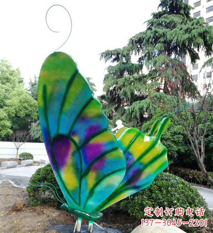 太原大型不锈钢蝴蝶雕塑,仿真昆虫城市广场景观摆件_