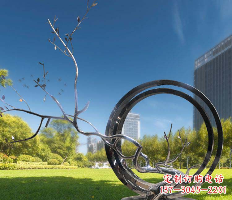 太原大型不锈钢圆环景观雕塑