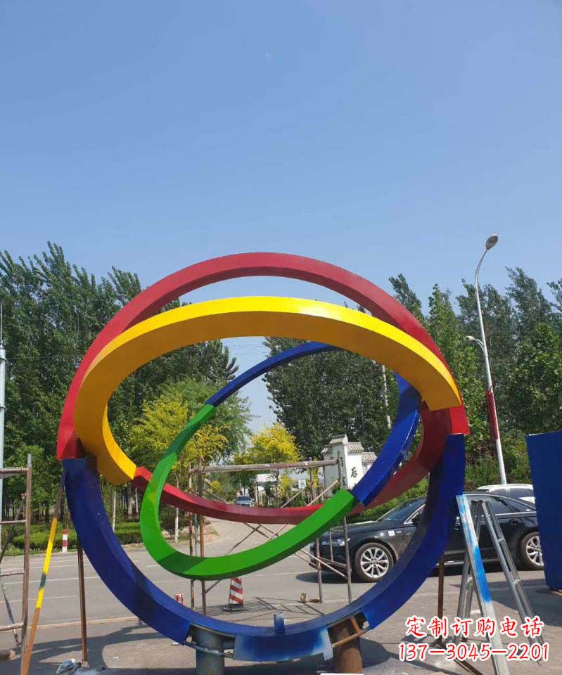 太原大型不锈钢广场圆环景观雕塑