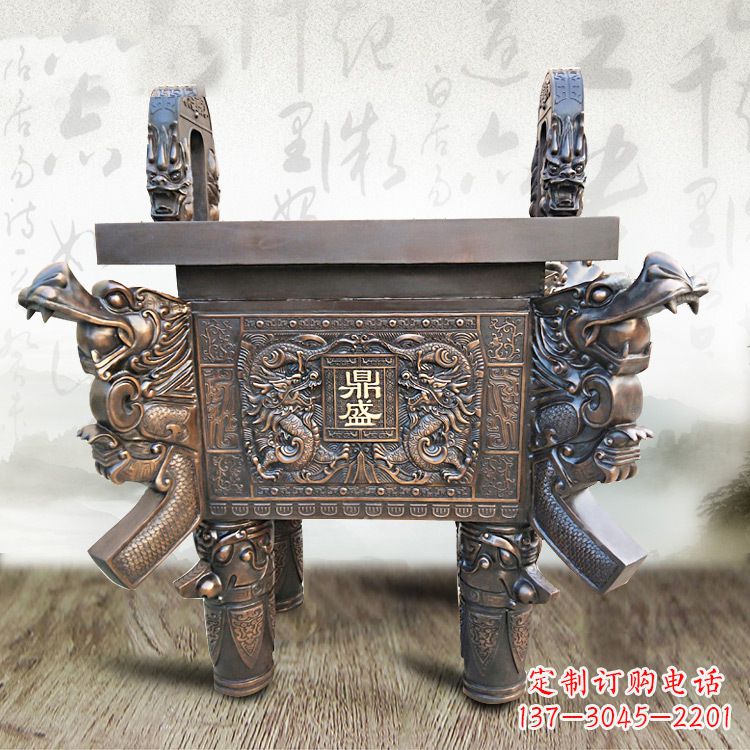 太原典雅双龙四龙铜鼎雕塑