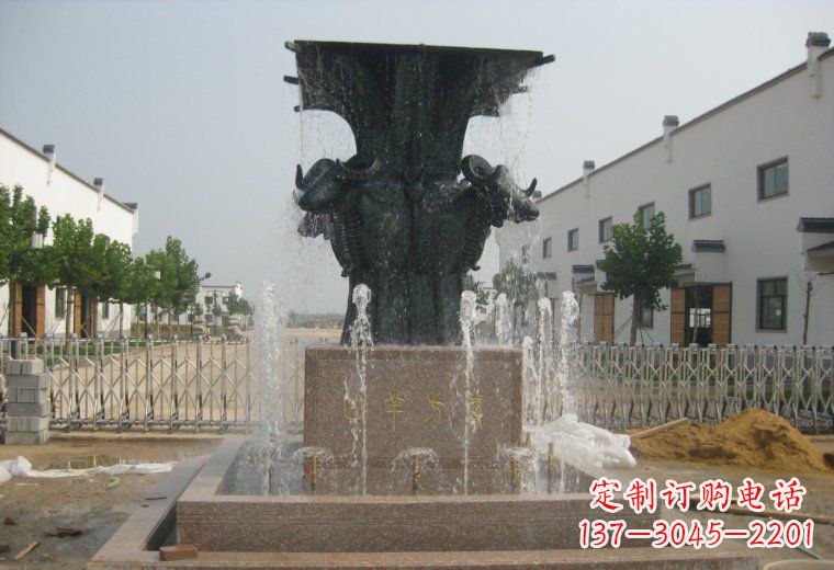 太原大型四羊方尊喷泉铜雕