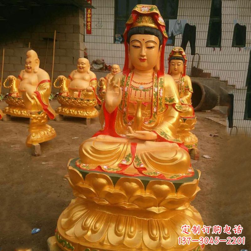 太原完美体现观音神性的铸铜观音雕塑