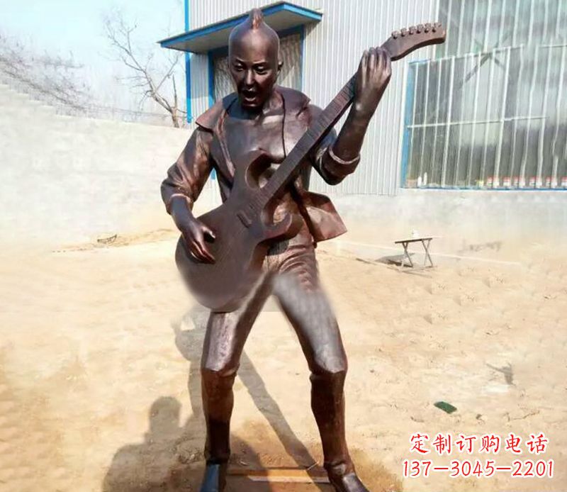 太原精致细腻的铜吉他雕塑