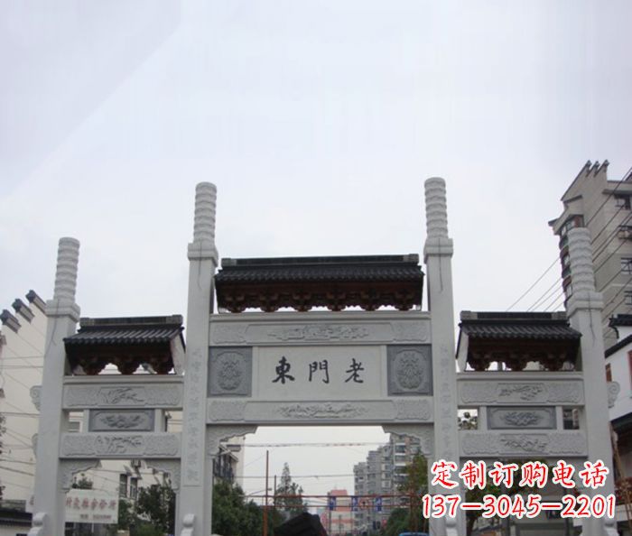 太原精美三门石牌坊雕塑