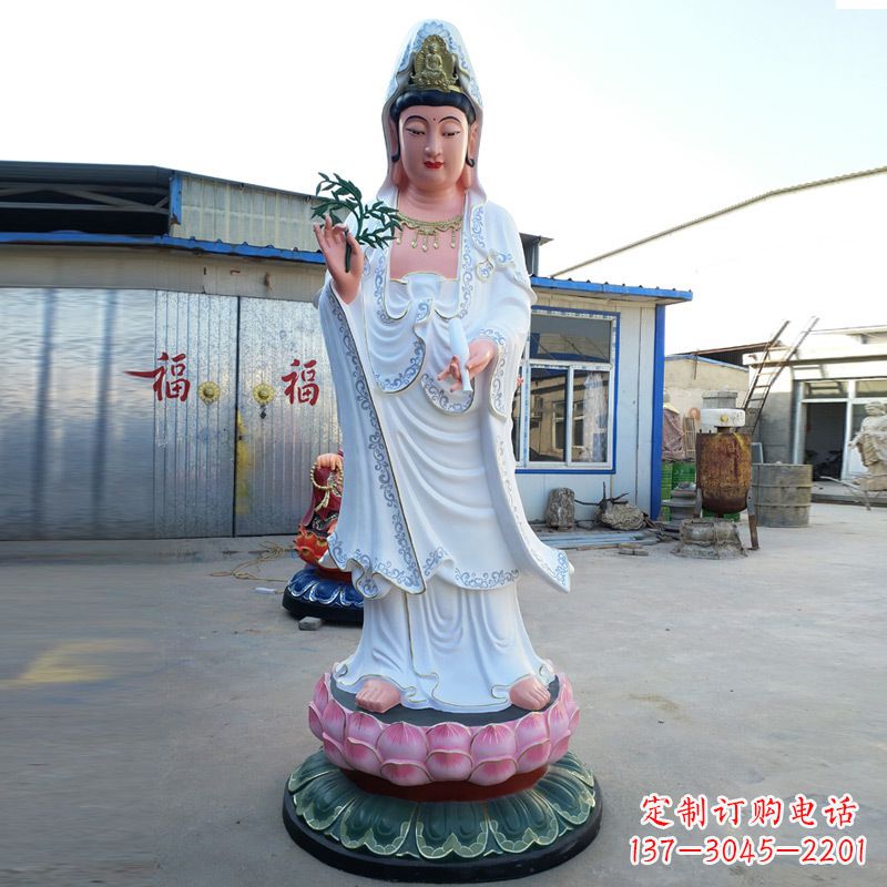 太原玻璃钢彩绘观音雕塑