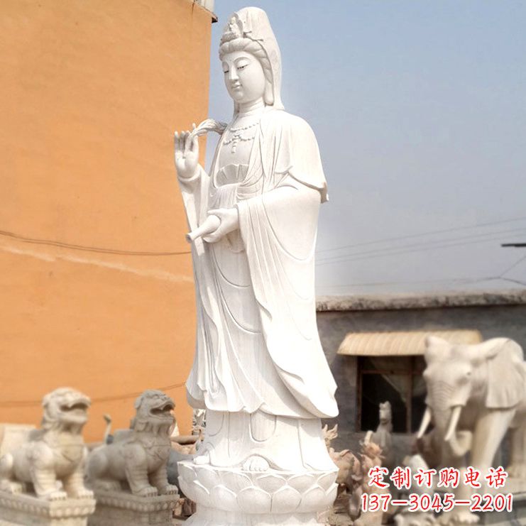 太原滴水观音汉白玉石雕佛像