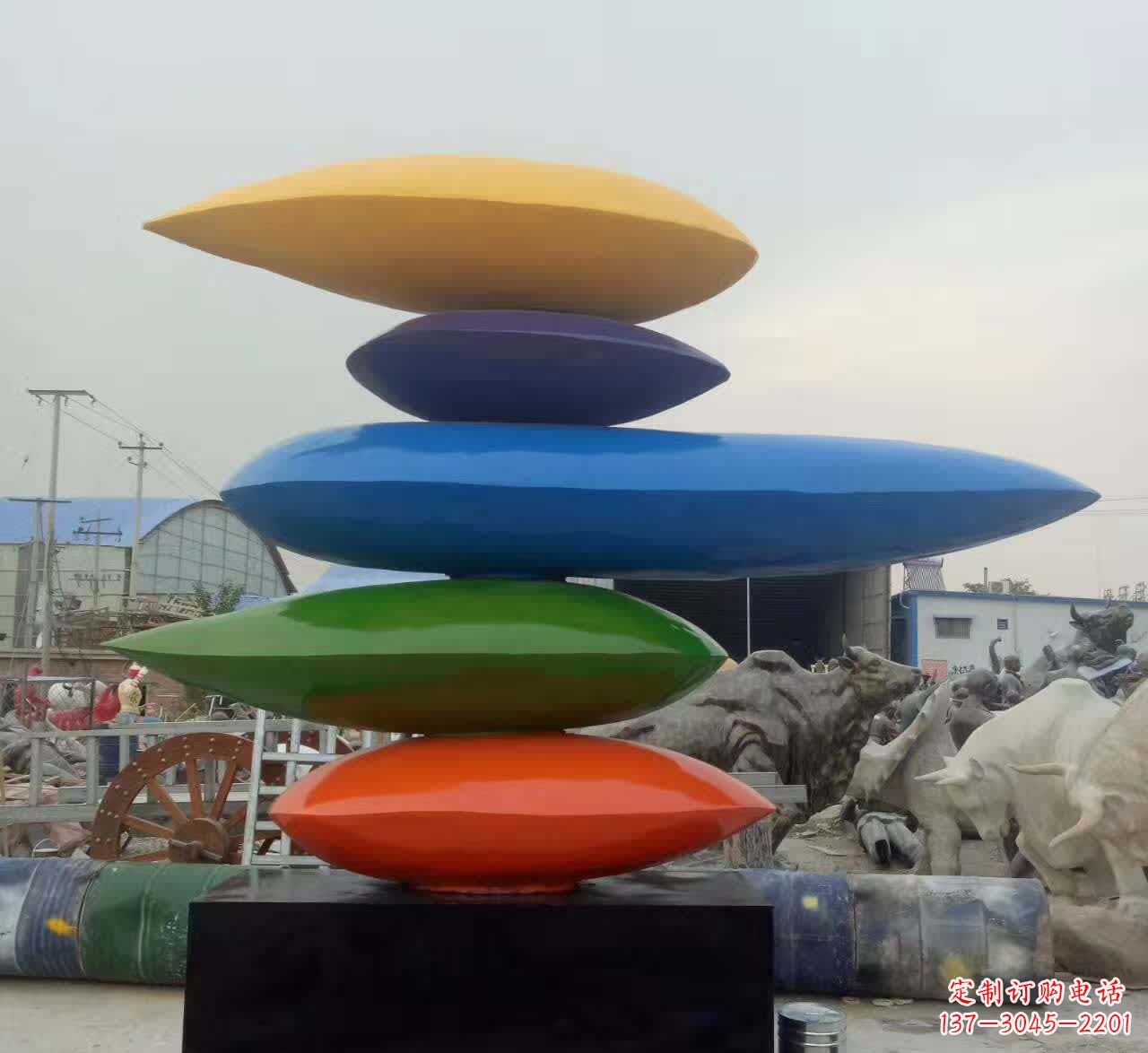 太原叠罗汉不锈钢彩色水滴雕塑
