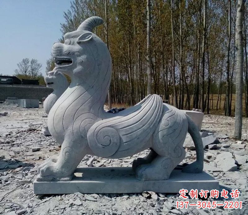 太原独角兽雕塑,神兽石雕带你穿越回古老神话中
