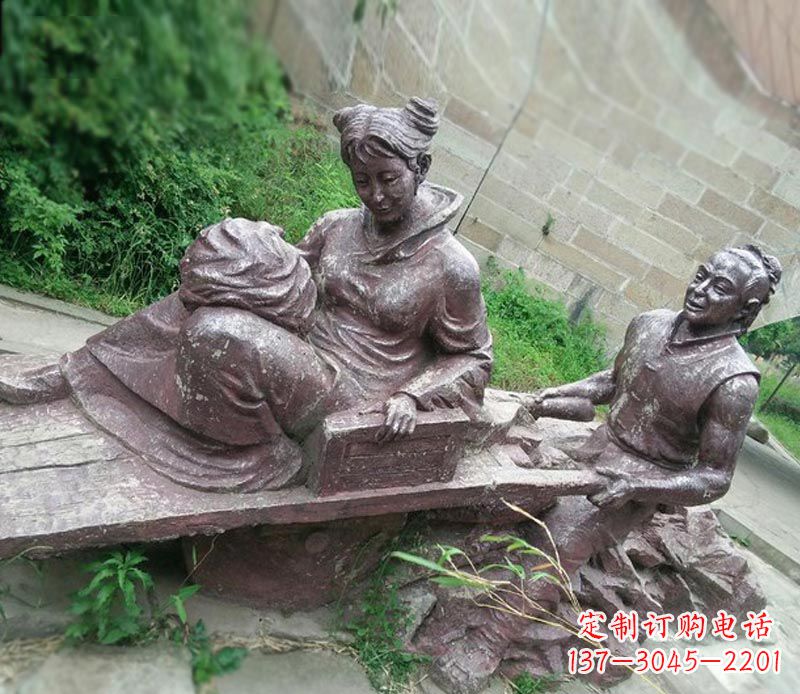 太原传统风格高雅的独轮车铜雕