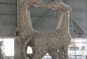 太原大理石艺术精美长颈鹿雕塑