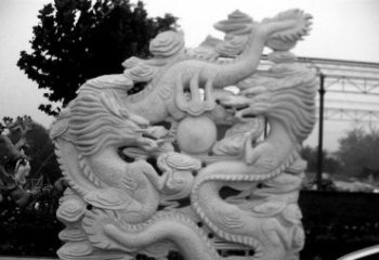 太原精美大理石双龙雕塑