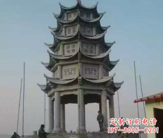 太原精美绝伦的多层凉亭石雕