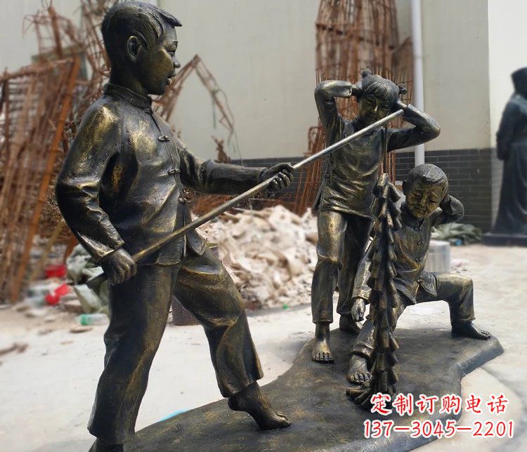 太原儿童放鞭炮庭院景观铜雕塑
